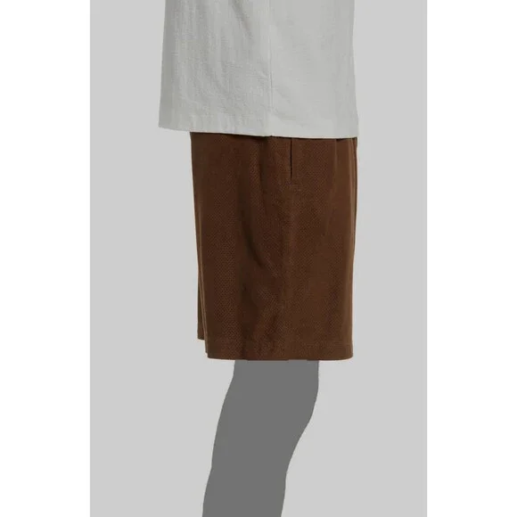 $875 PURPLE BRAND Men's Brown Perforated Suede Sweat Shorts Size XL